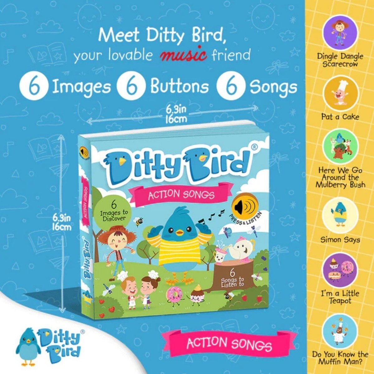 Ditty Bird Action Songs Book | Luxury Home Accessories | Heulog Glow