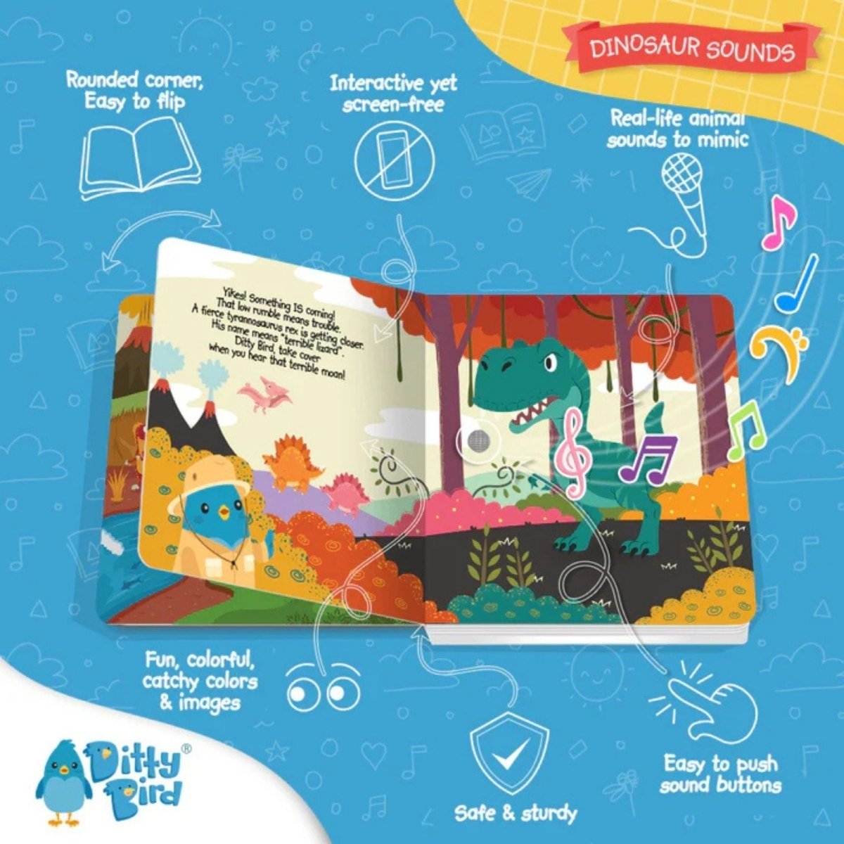 Ditty Bird Dinosaur Sounds Book | Luxury Home Accessories | Heulog Glow