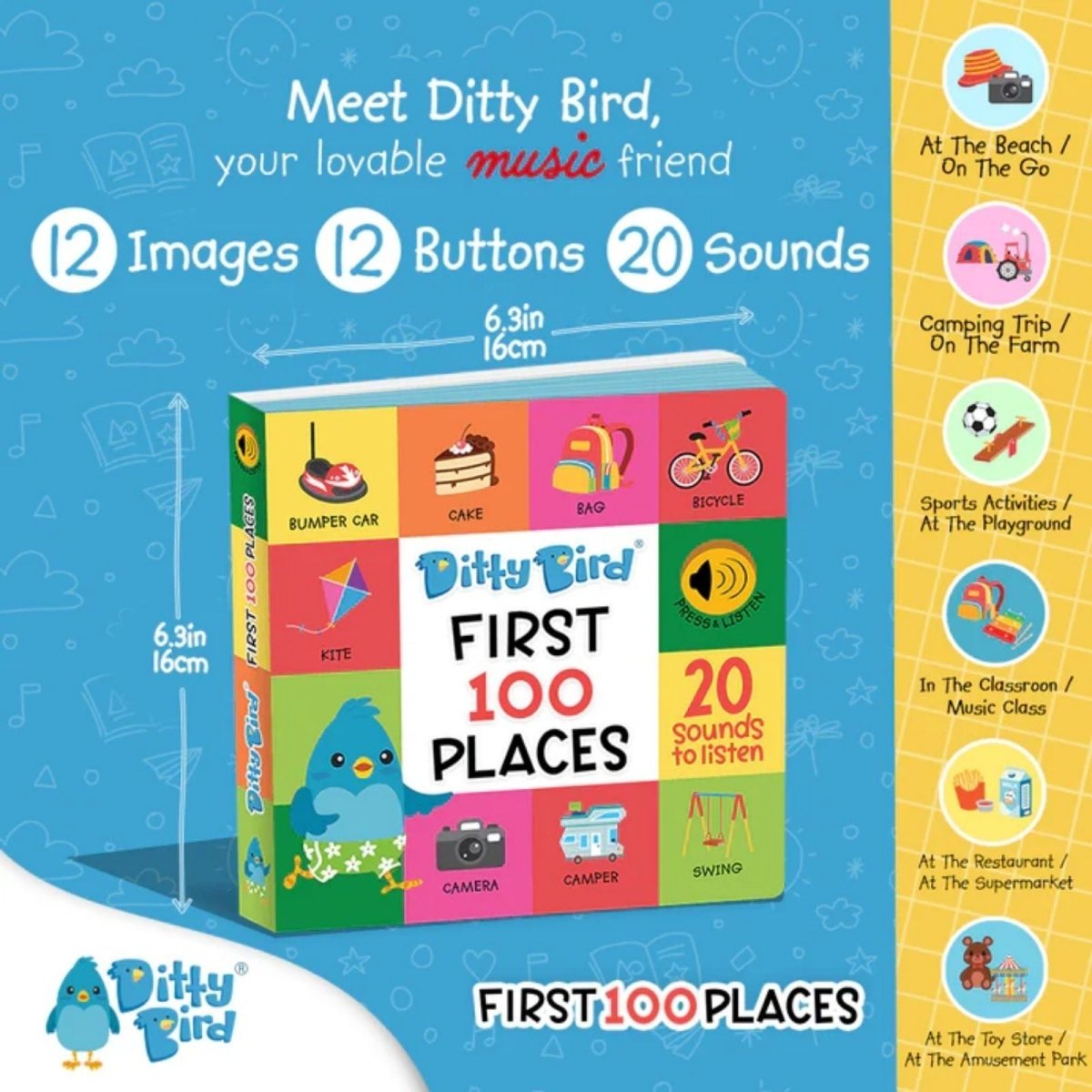 Ditty Bird First 100 Places Book | Luxury Home Accessories | Heulog Glow