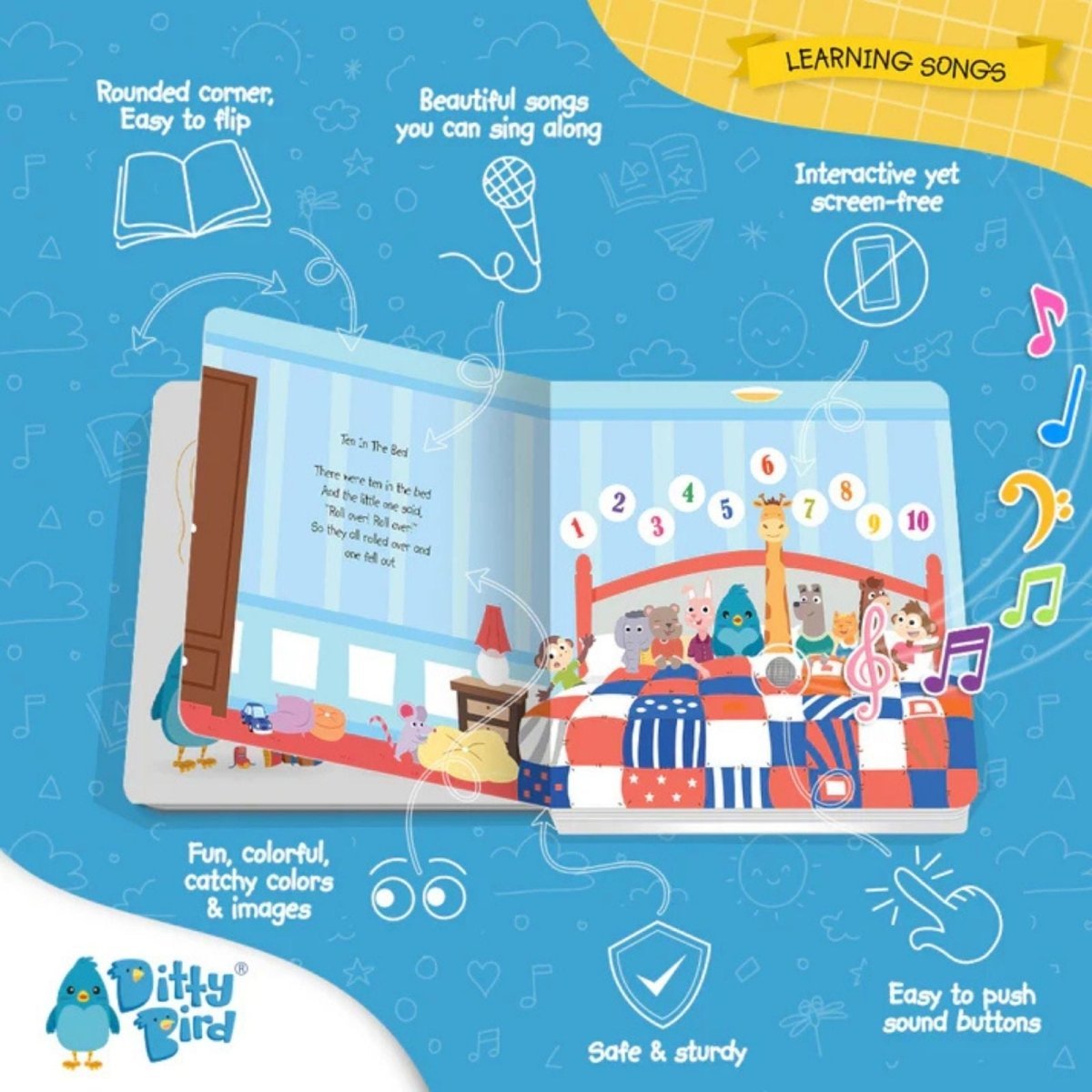 Ditty Bird Learning Songs Book | Luxury Home Accessories | Heulog Glow