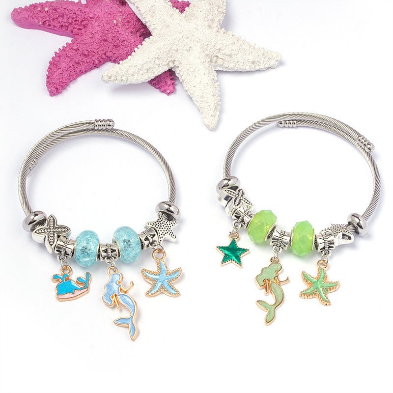DIY Open-End Adjustable Blue Ocean Series Mermaid Pendant Bracelet Multi-Color Beaded Bracelet Factory Wholesale | Luxury Home Accessories | Heulog Glow