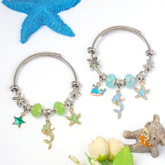 DIY Open-End Adjustable Blue Ocean Series Mermaid Pendant Bracelet Multi-Color Beaded Bracelet Factory Wholesale | Luxury Home Accessories | Heulog Glow