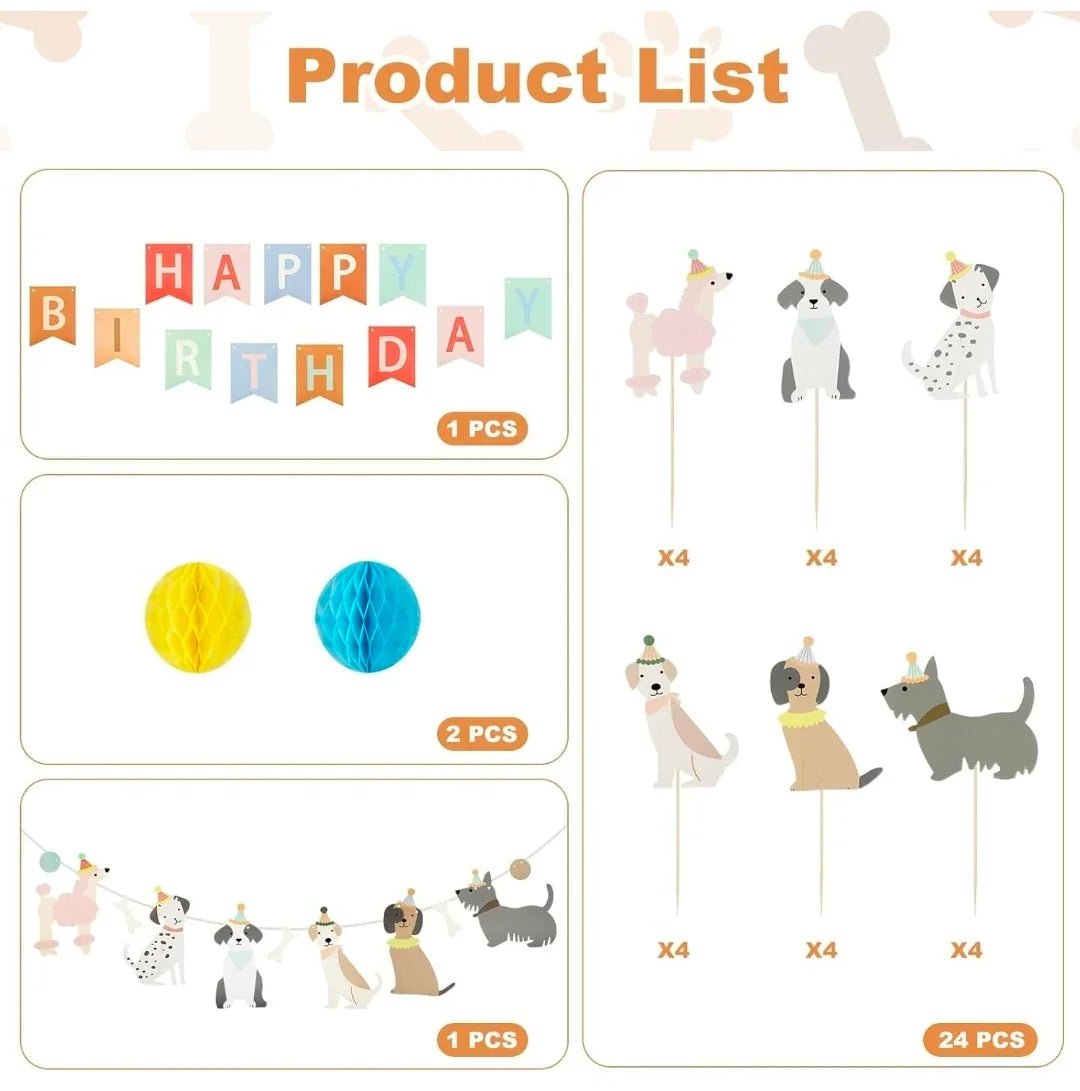 Dog Birthday Party Decoration Set - 27 Peice | Luxury Home Accessories | Heulog Glow