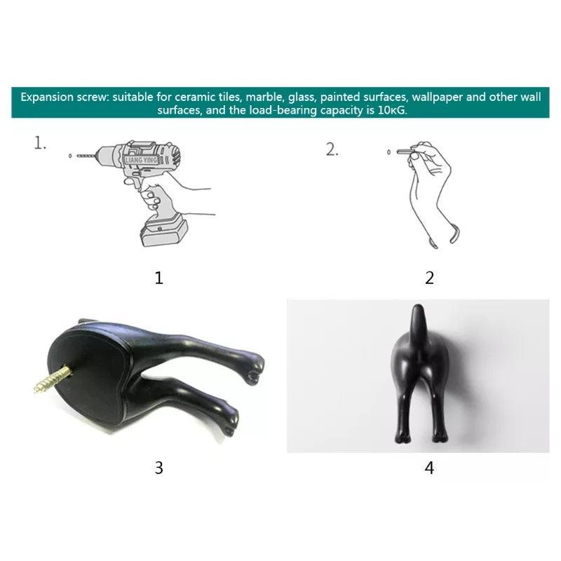 Dog Butt Hook Hanger (Set of 4) | Luxury Home Accessories | Heulog Glow
