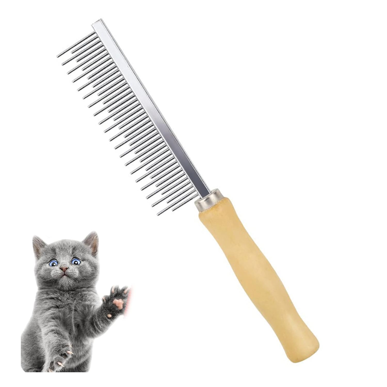 Dog Cat Pet Comb Double Sided Grooming Brush Metal Comb For Loosening Up Removing Mats Debris Tangles And Knots Wooden Handle Stainless Steel Tooth Perfect For Pets | Luxury Home Accessories | Heulog Glow
