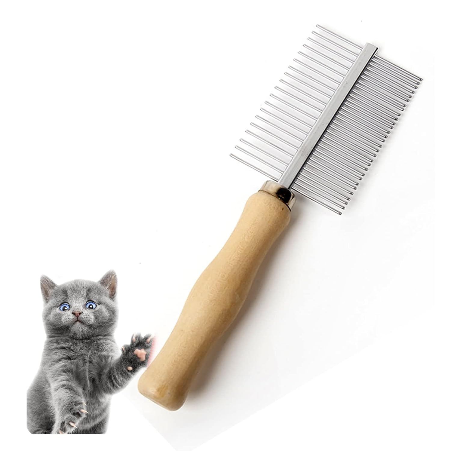 Dog Cat Pet Comb Double Sided Grooming Brush Metal Comb For Loosening Up Removing Mats Debris Tangles And Knots Wooden Handle Stainless Steel Tooth Perfect For Pets | Luxury Home Accessories | Heulog Glow