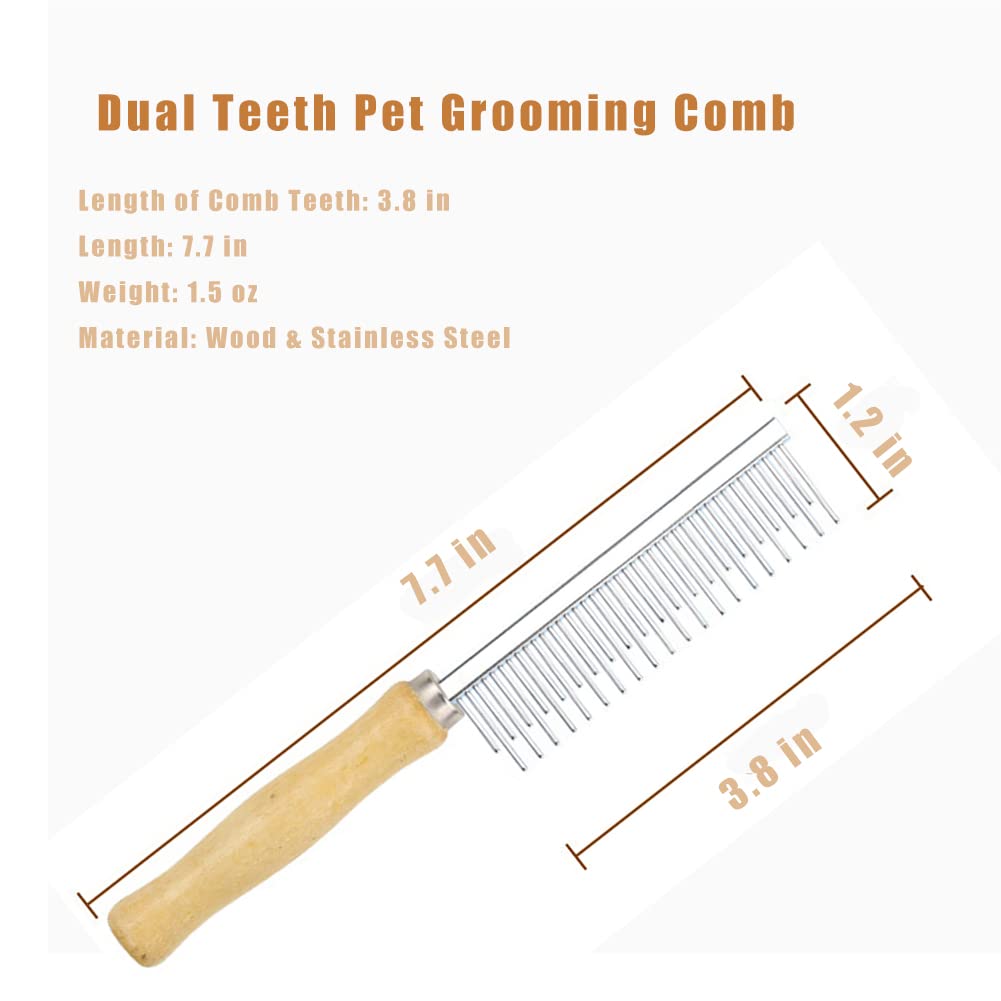 Dog Cat Pet Comb Double Sided Grooming Brush Metal Comb For Loosening Up Removing Mats Debris Tangles And Knots Wooden Handle Stainless Steel Tooth Perfect For Pets | Luxury Home Accessories | Heulog Glow