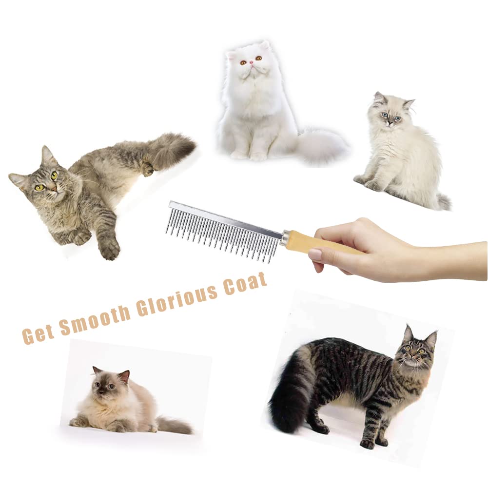 Dog Cat Pet Comb Double Sided Grooming Brush Metal Comb For Loosening Up Removing Mats Debris Tangles And Knots Wooden Handle Stainless Steel Tooth Perfect For Pets | Luxury Home Accessories | Heulog Glow