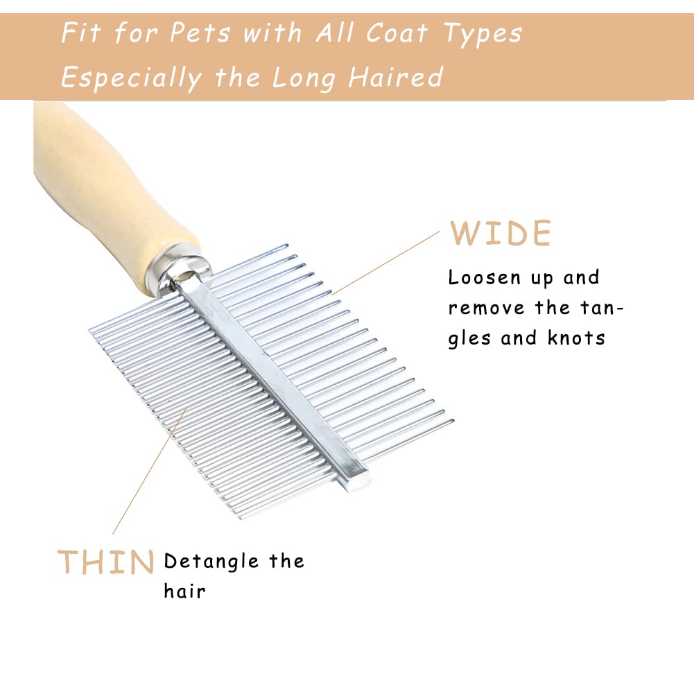 Dog Cat Pet Comb Double Sided Grooming Brush Metal Comb For Loosening Up Removing Mats Debris Tangles And Knots Wooden Handle Stainless Steel Tooth Perfect For Pets | Luxury Home Accessories | Heulog Glow