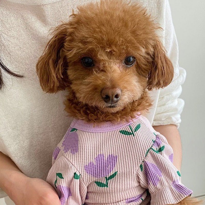 Dog Clothes Tulip Full Printed Waffle T-shirt | Luxury Home Accessories | Heulog Glow