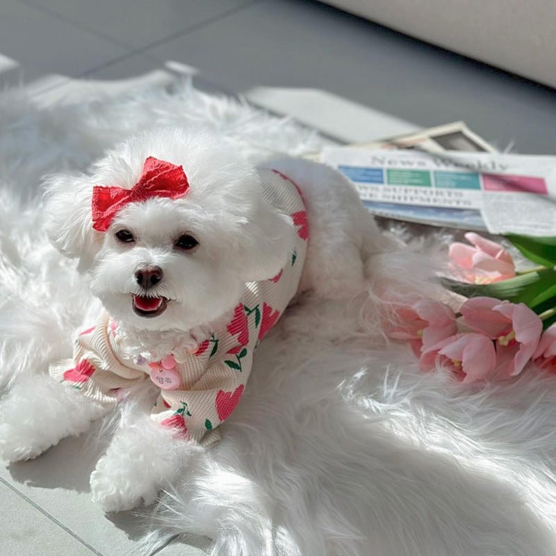 Dog Clothes Tulip Full Printed Waffle T-shirt | Luxury Home Accessories | Heulog Glow