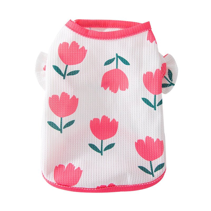 Dog Clothes Tulip Full Printed Waffle T-shirt | Luxury Home Accessories | Heulog Glow