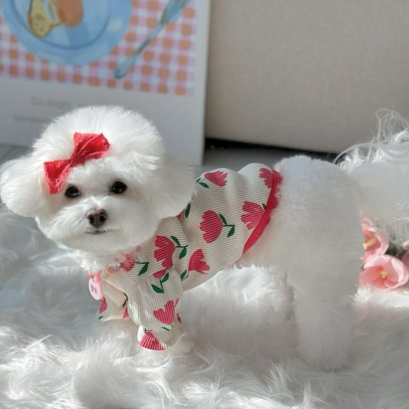 Dog Clothes Tulip Full Printed Waffle T-shirt | Luxury Home Accessories | Heulog Glow