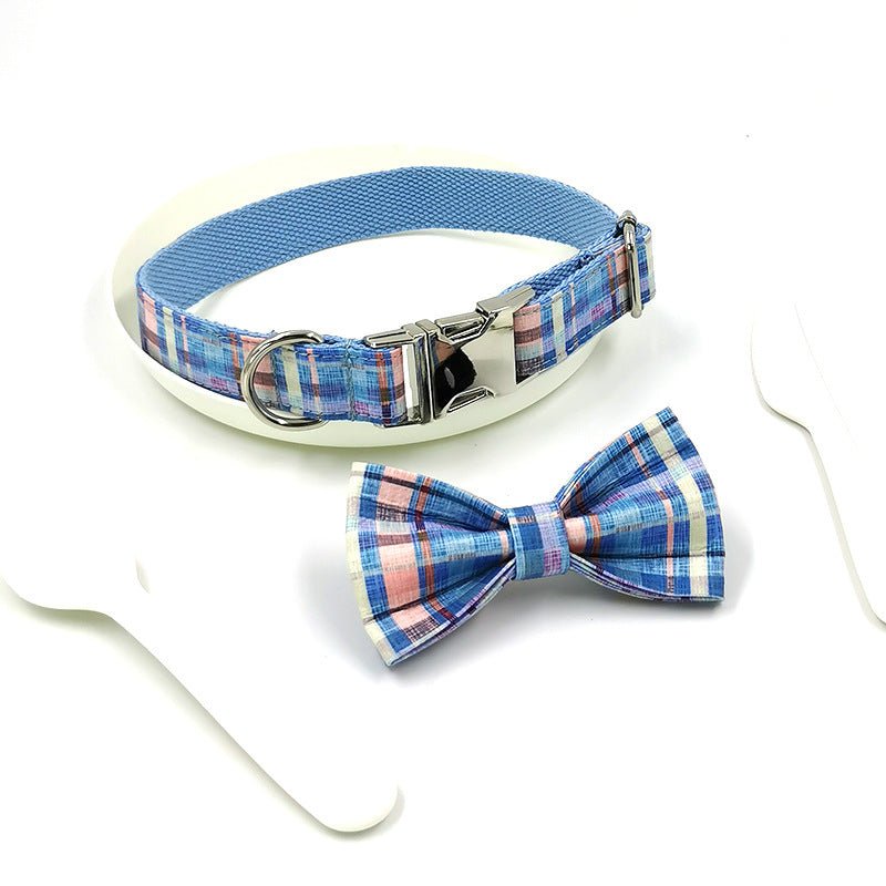 Dog Collar Pet Bow Double-layer Strong Dog Bow Cross-border Hot Product Plaid Dog Collar Print | Luxury Home Accessories | Heulog Glow