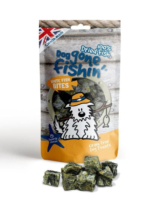 Dog Gone Fishin' White Fish Bites 75g | Luxury Home Accessories | Heulog Glow