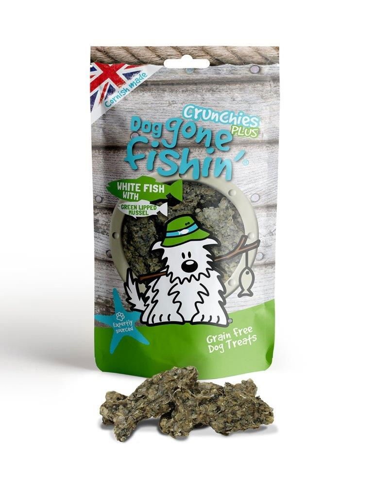 Dog Gone Fishin' White Fish With GL Mussel Crunchies+ 75g | Luxury Home Accessories | Heulog Glow