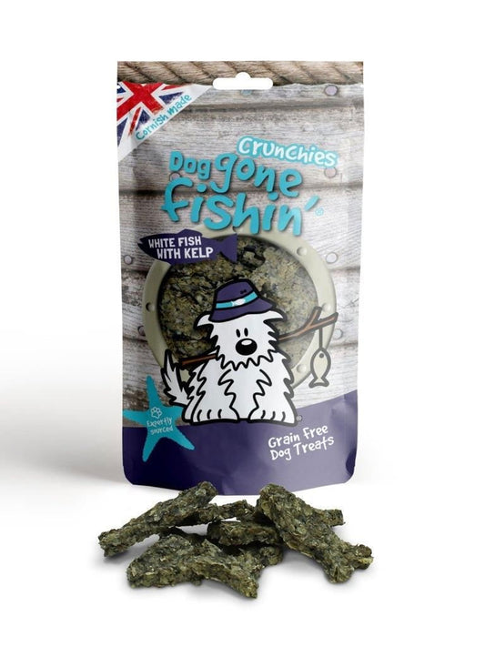 Dog Gone Fishin' White Fish With Kelp Crunchies 75g | Luxury Home Accessories | Heulog Glow