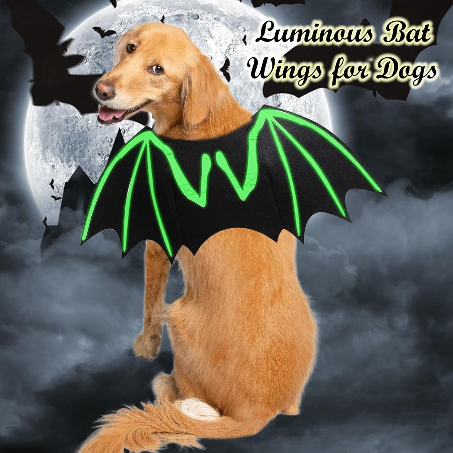 Dog Halloween Costumes Dog Bat Costume Cool Luminous Skeleton Bone Bat Wings Pets Cosplay Costumes Dress Up Apparel For Small Medium Large Cats And Dogs | Luxury Home Accessories | Heulog Glow