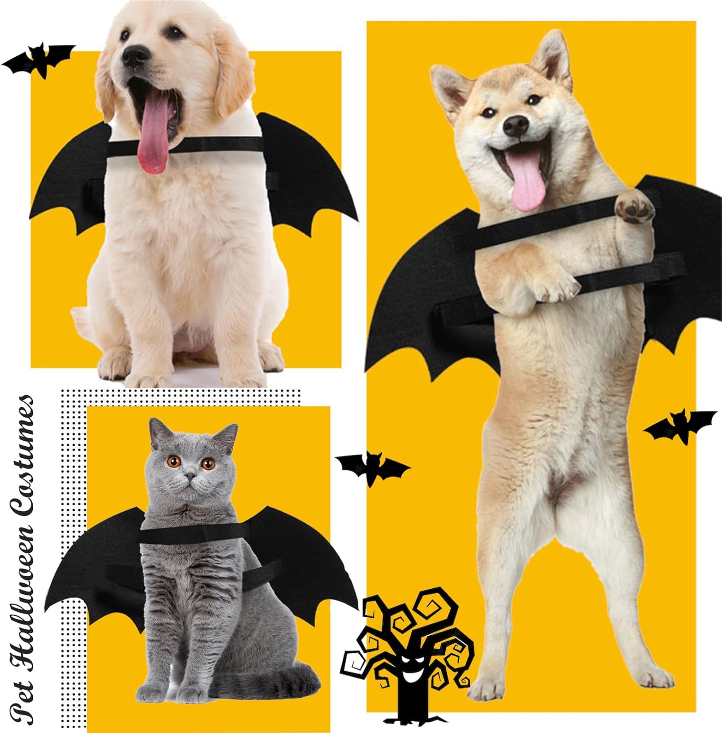 Dog Halloween Costumes Dog Bat Costume Cool Luminous Skeleton Bone Bat Wings Pets Cosplay Costumes Dress Up Apparel For Small Medium Large Cats And Dogs | Luxury Home Accessories | Heulog Glow