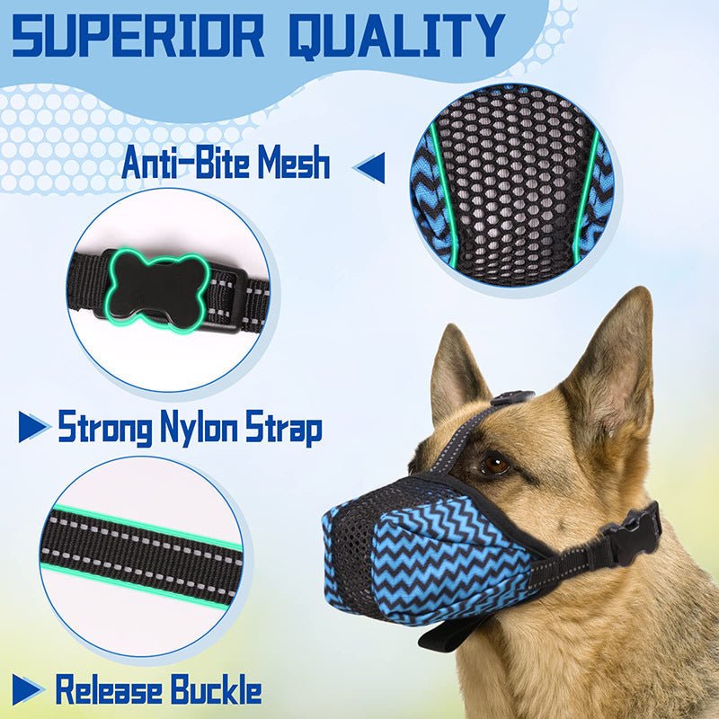 Dog Muzzle Air Mesh Breathable Muzzle For Medium Large Sized Dogs To Anti Prevent Biting Barking Chewing Soft Basket Muzzle For German Shepherd Dog With Reflective Adjustable Strap | Luxury Home Accessories | Heulog Glow