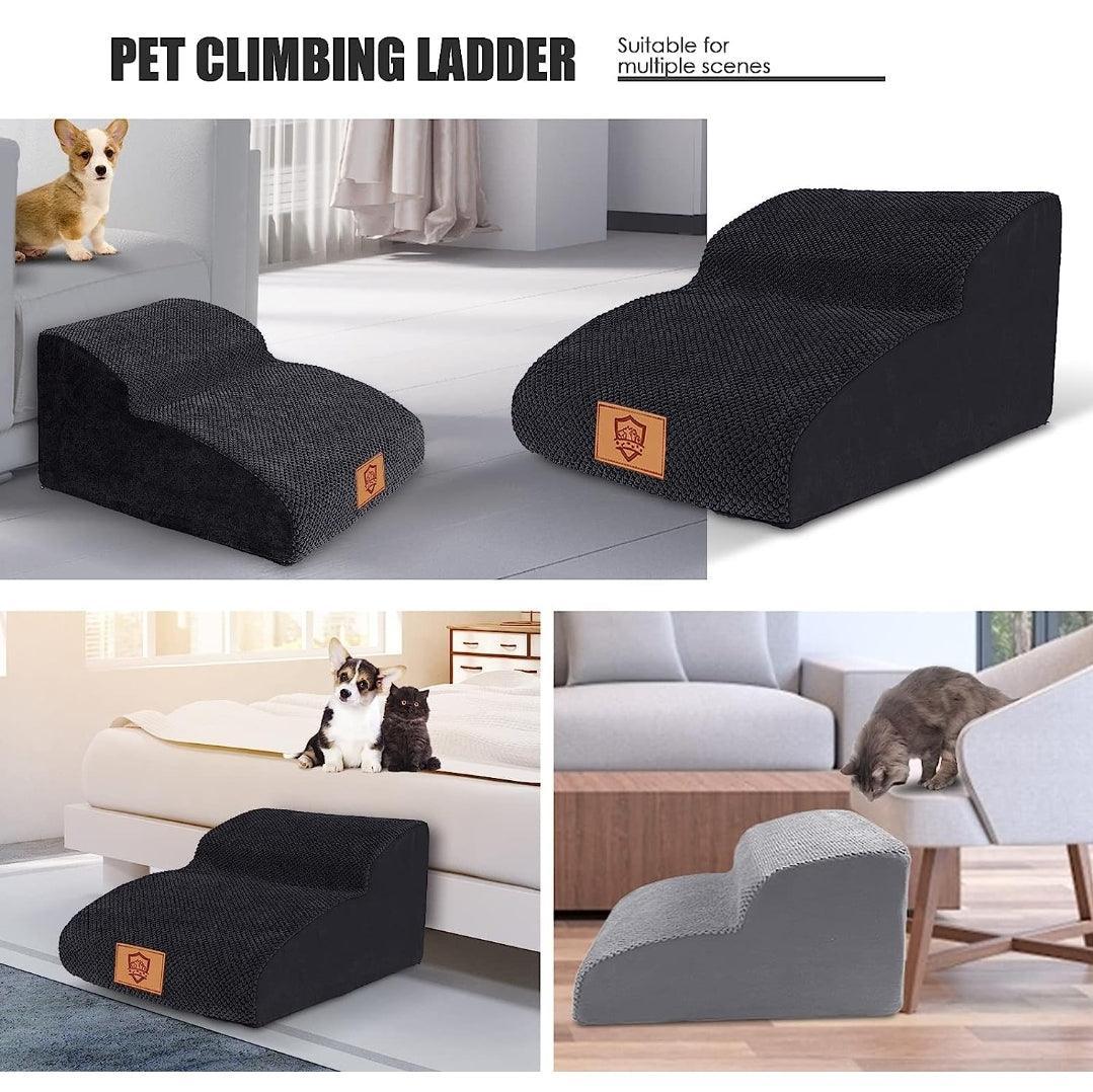 Dog Stairs for Bed/Sofa, 2-Steps High Density Foam Pet Stairs | Luxury Home Accessories | Heulog Glow