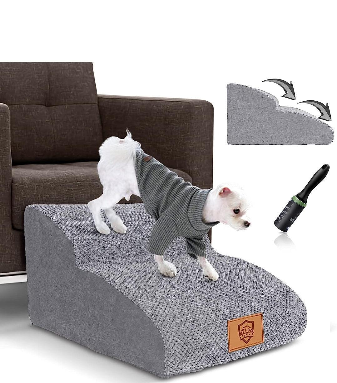 Dog Stairs for Bed/Sofa, 2-Steps High Density Foam Pet Stairs | Luxury Home Accessories | Heulog Glow