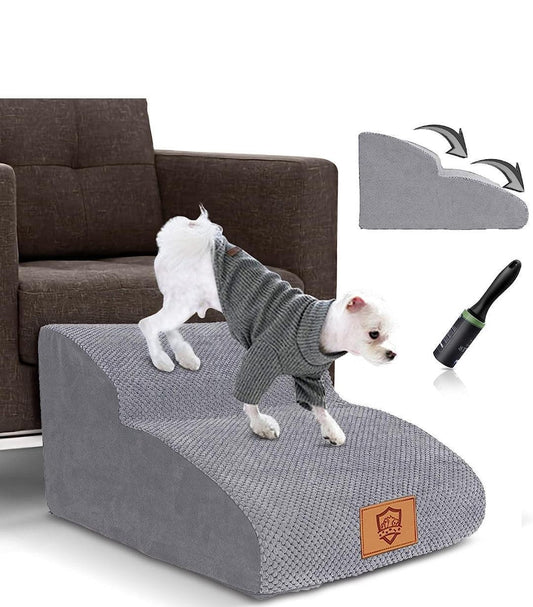 Dog Stairs for Bed/Sofa, 2-Steps High Density Foam Pet Stairs | Luxury Home Accessories | Heulog Glow