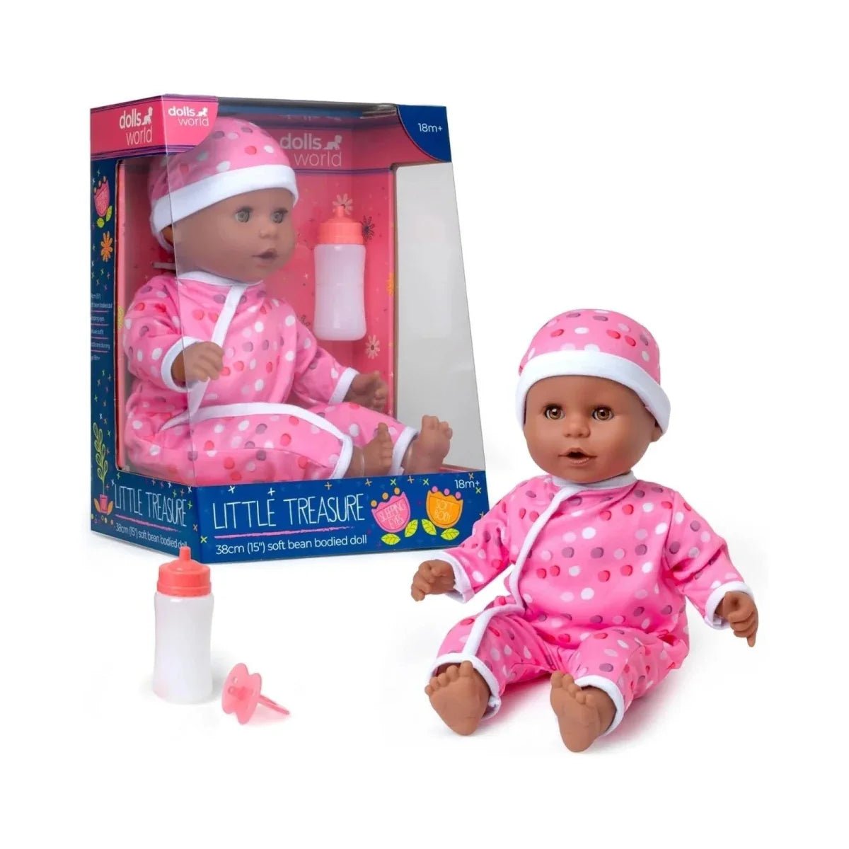 Dolls World Little Treasure Black Baby Girl 38 cm | Luxury Home Accessories | Heulog Glow