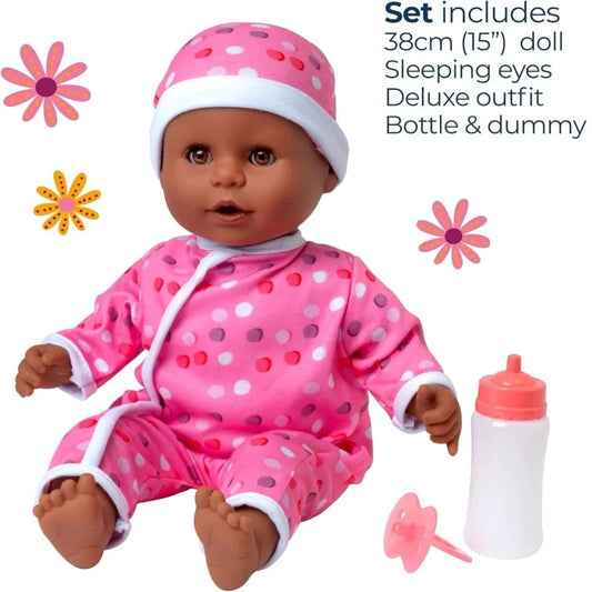 Dolls World Little Treasure Black Baby Girl 38 cm | Luxury Home Accessories | Heulog Glow