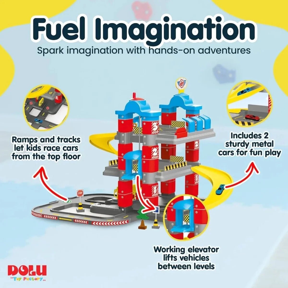 Dolu 3 Level Garage with Lift Playset | Luxury Home Accessories | Heulog Glow