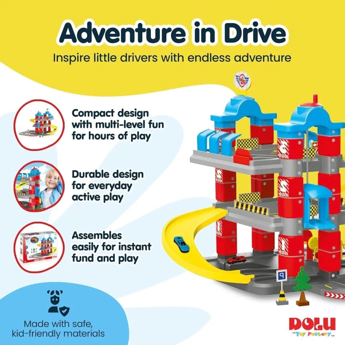 Dolu 3 Level Garage with Lift Playset | Luxury Home Accessories | Heulog Glow