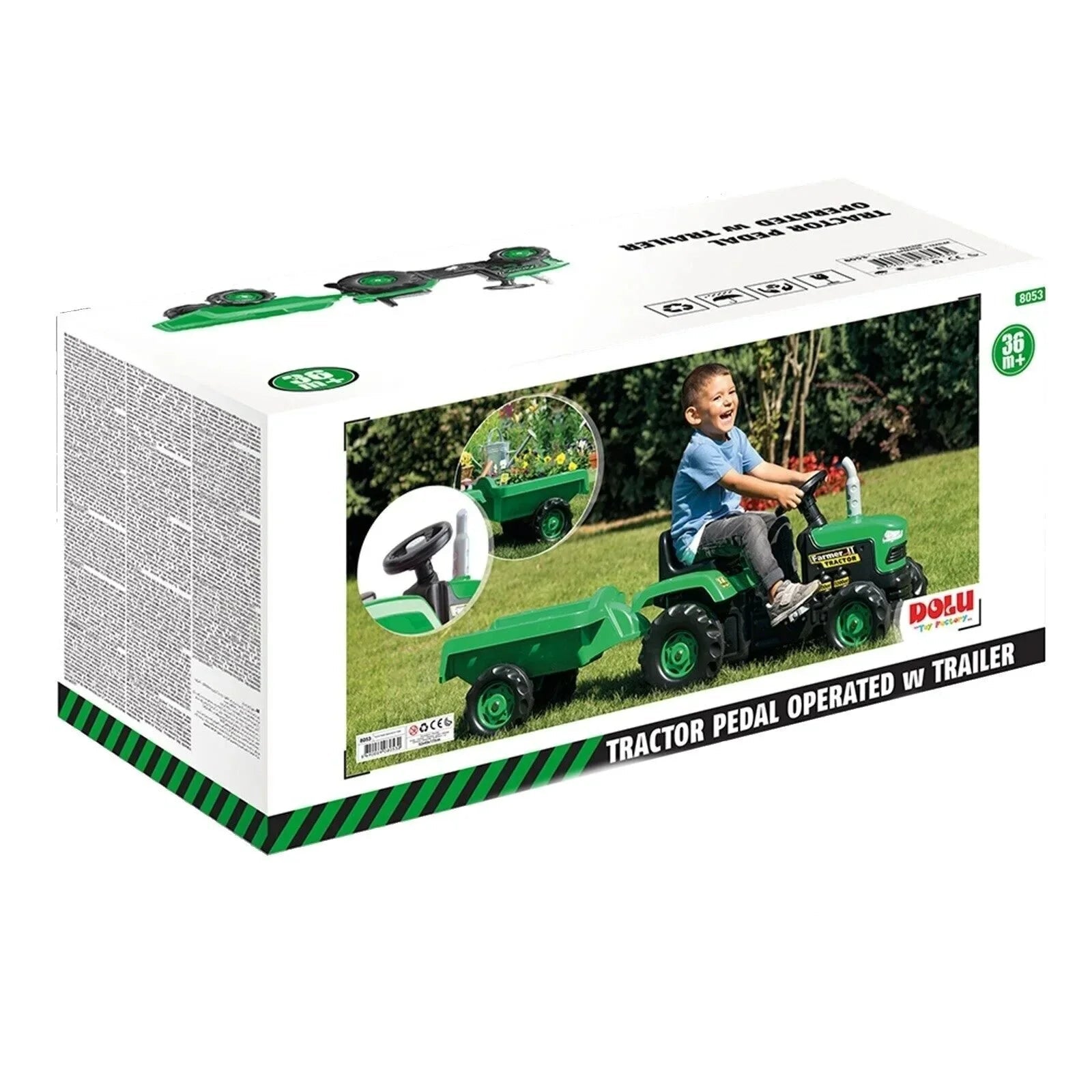 Dolu Ride On Pedal Tractor & Trailer - Green | Luxury Home Accessories | Heulog Glow