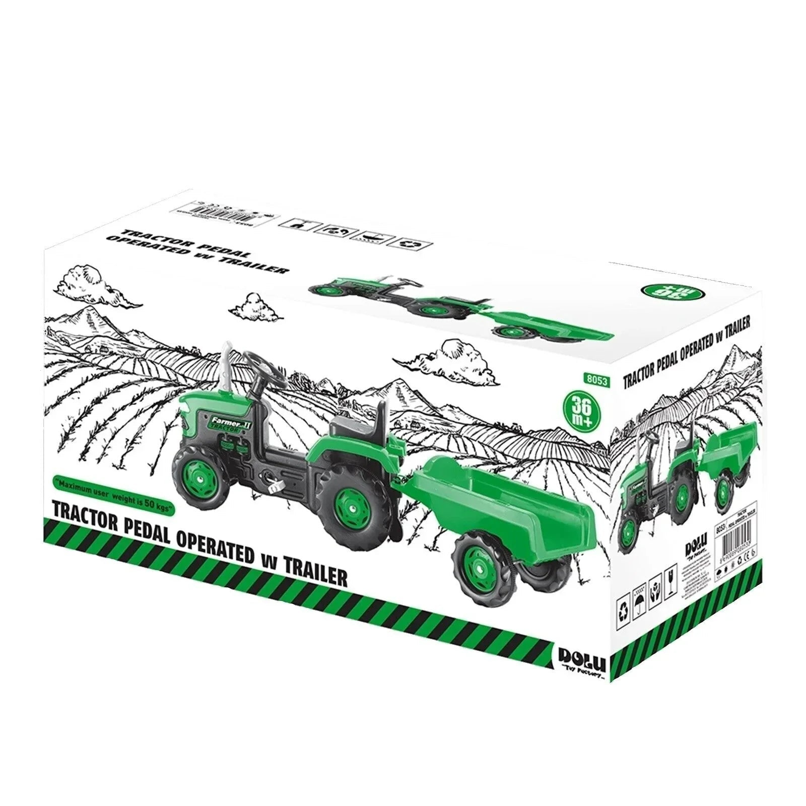 Dolu Ride On Pedal Tractor & Trailer - Green | Luxury Home Accessories | Heulog Glow