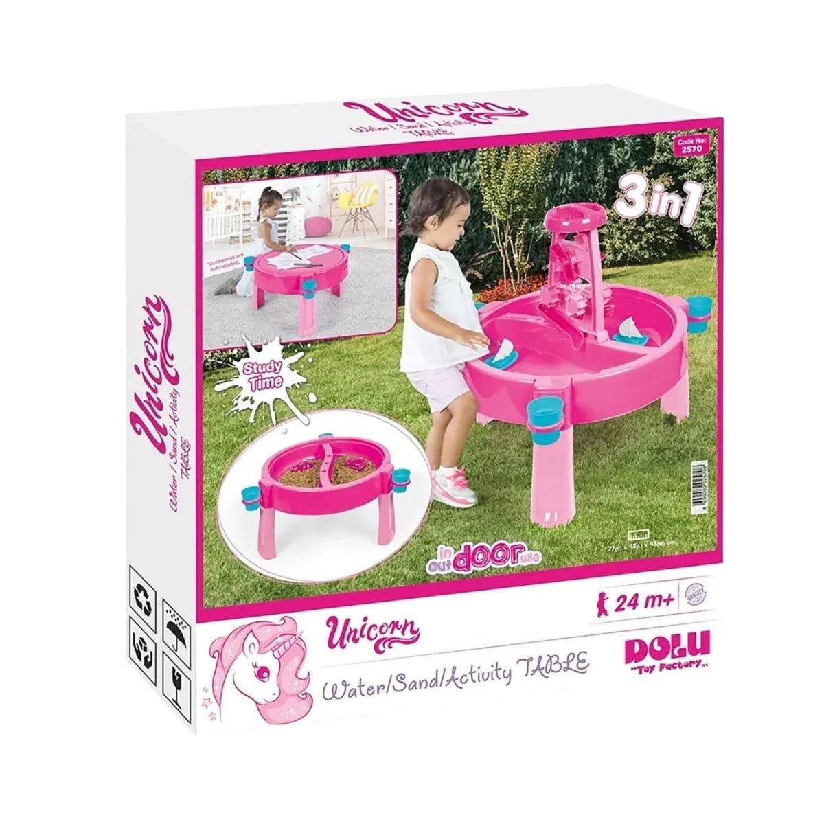 Dolu Unicorn Sand & Water Play Table – Pink | Luxury Home Accessories | Heulog Glow