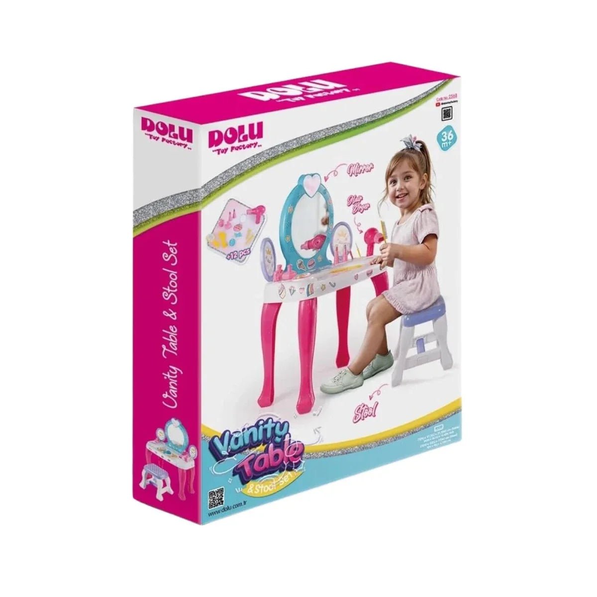 Dolu Unicorn Vanity Table & Stool - Pink | Luxury Home Accessories | Heulog Glow
