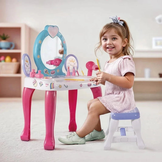Dolu Unicorn Vanity Table & Stool - Pink | Luxury Home Accessories | Heulog Glow