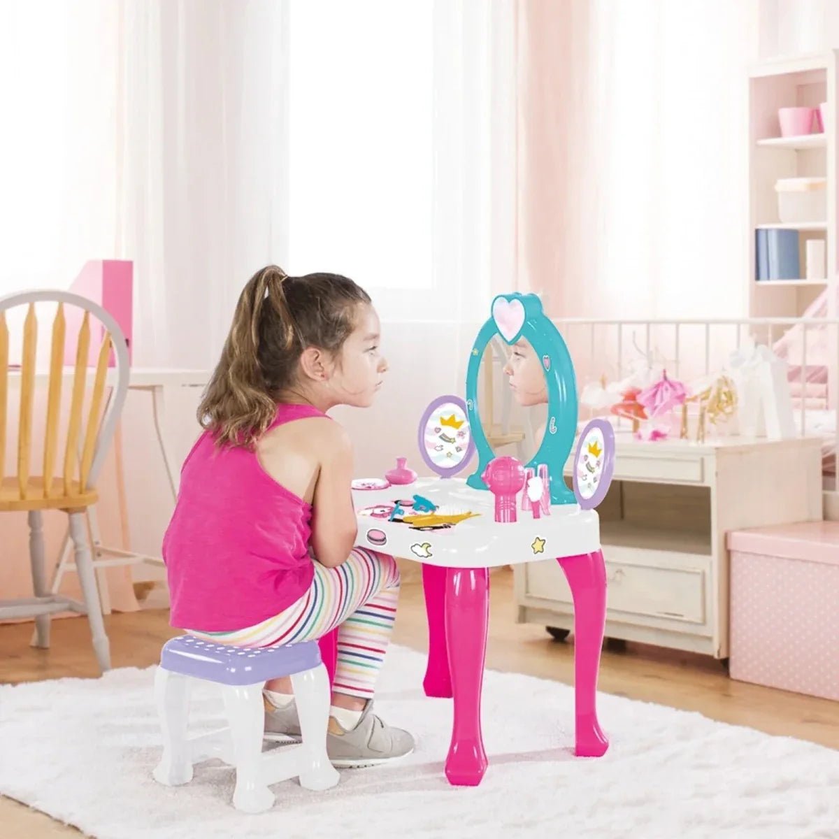 Dolu Unicorn Vanity Table & Stool - Pink | Luxury Home Accessories | Heulog Glow