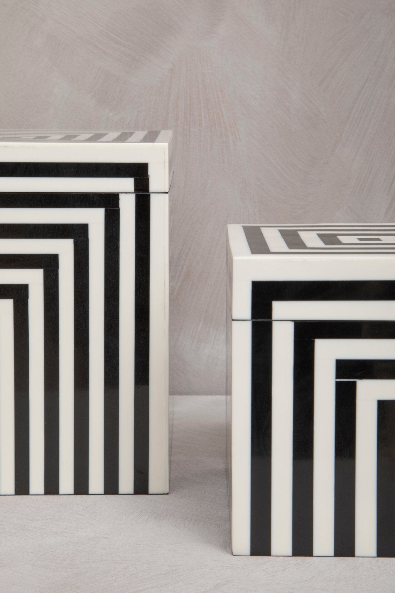 Donato Large Square Black and White Stripe Trinket Box | Luxury Home Accessories | Heulog Glow