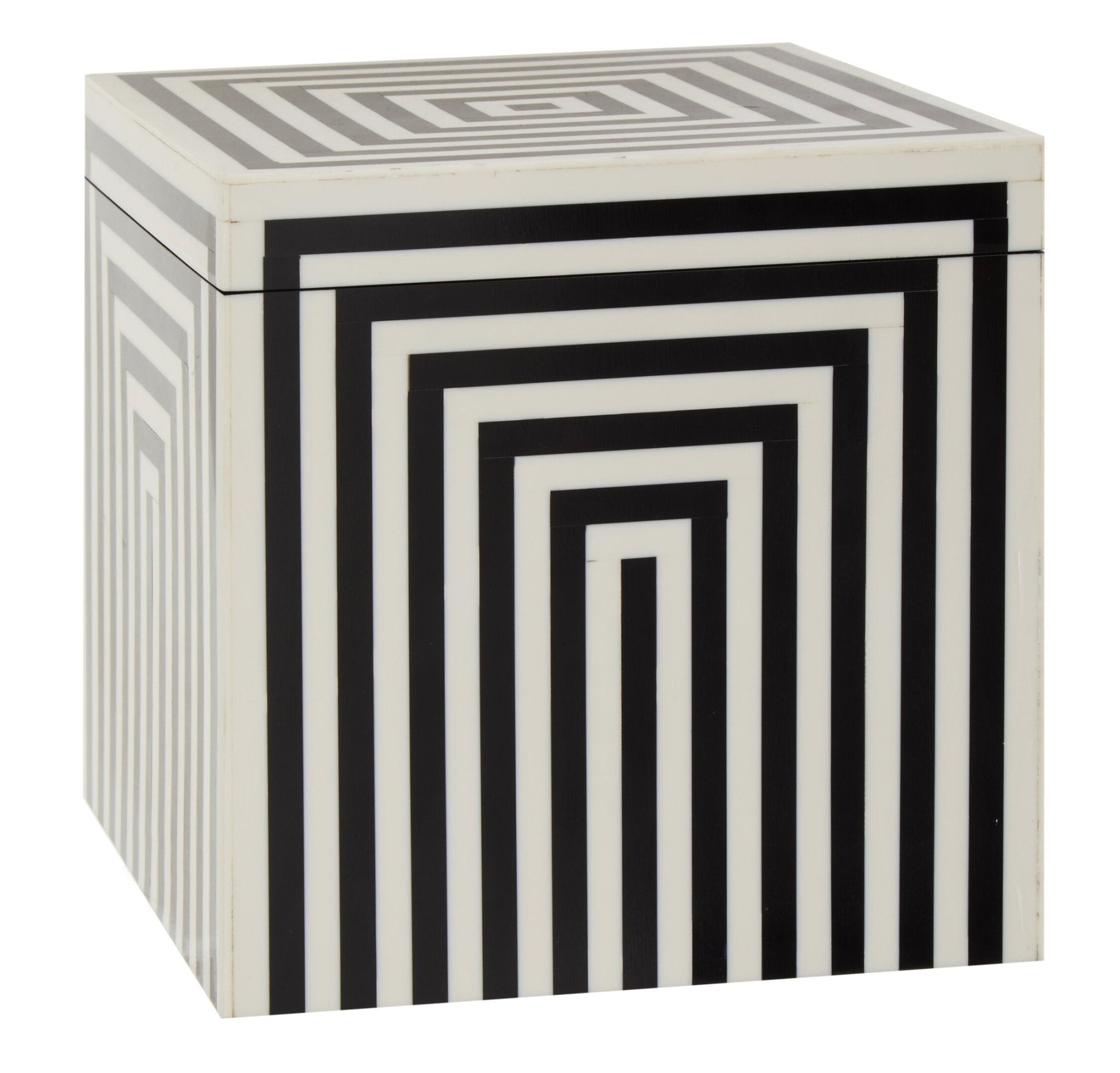 Donato Large Square Black and White Stripe Trinket Box | Luxury Home Accessories | Heulog Glow
