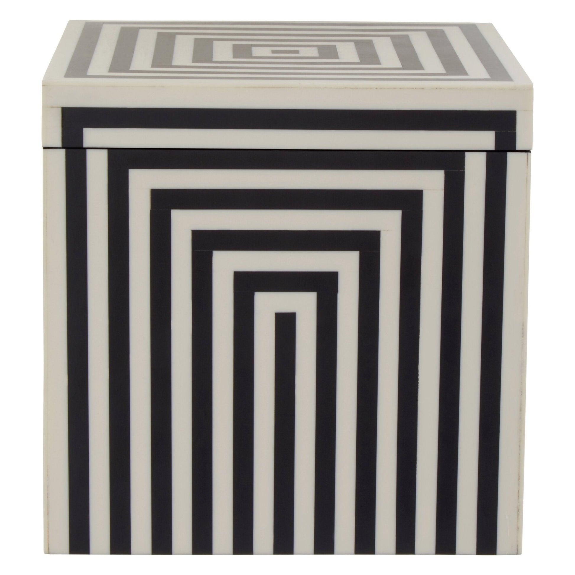 Donato Large Square Black and White Stripe Trinket Box | Luxury Home Accessories | Heulog Glow