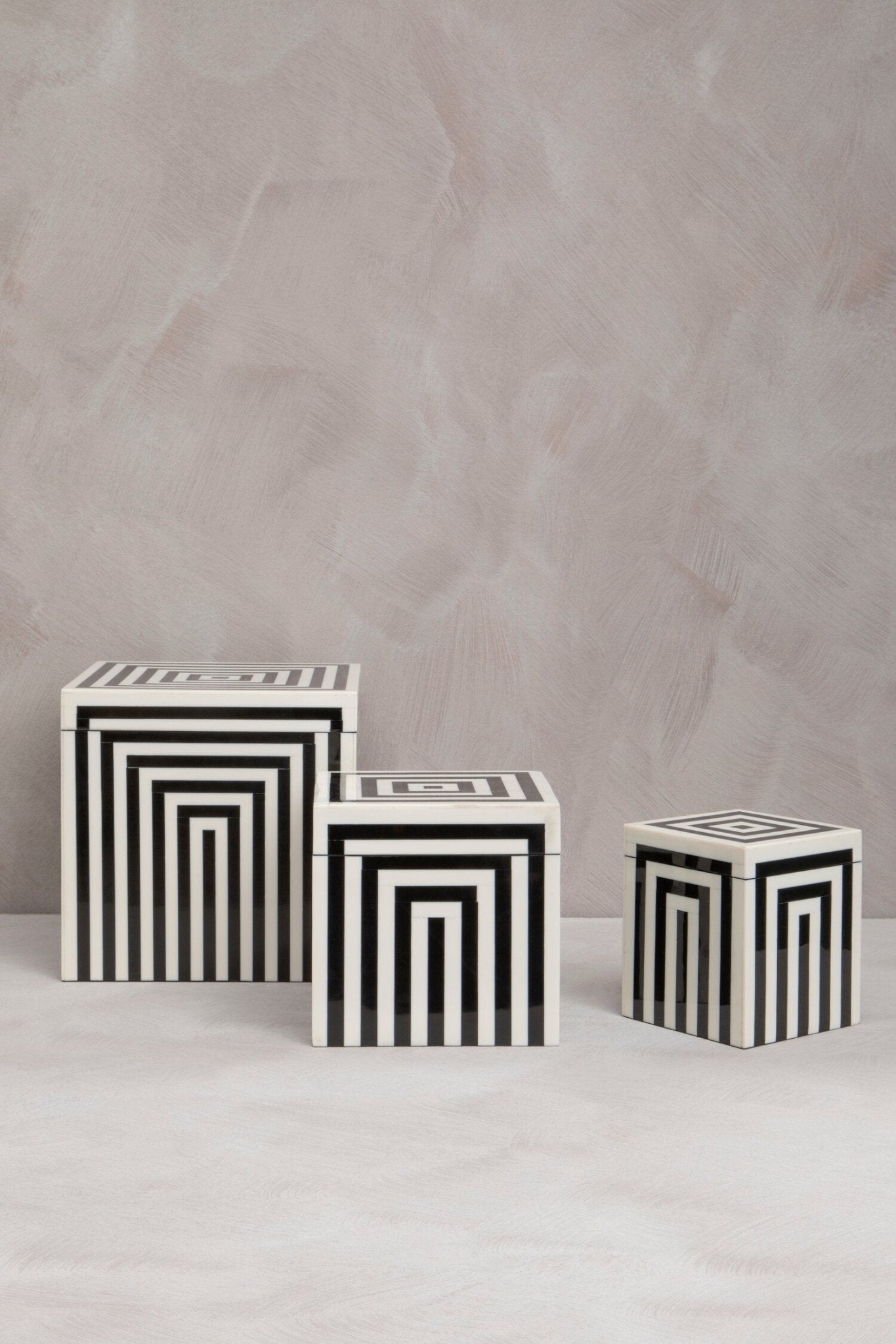Donato Large Square Black and White Stripe Trinket Box | Luxury Home Accessories | Heulog Glow