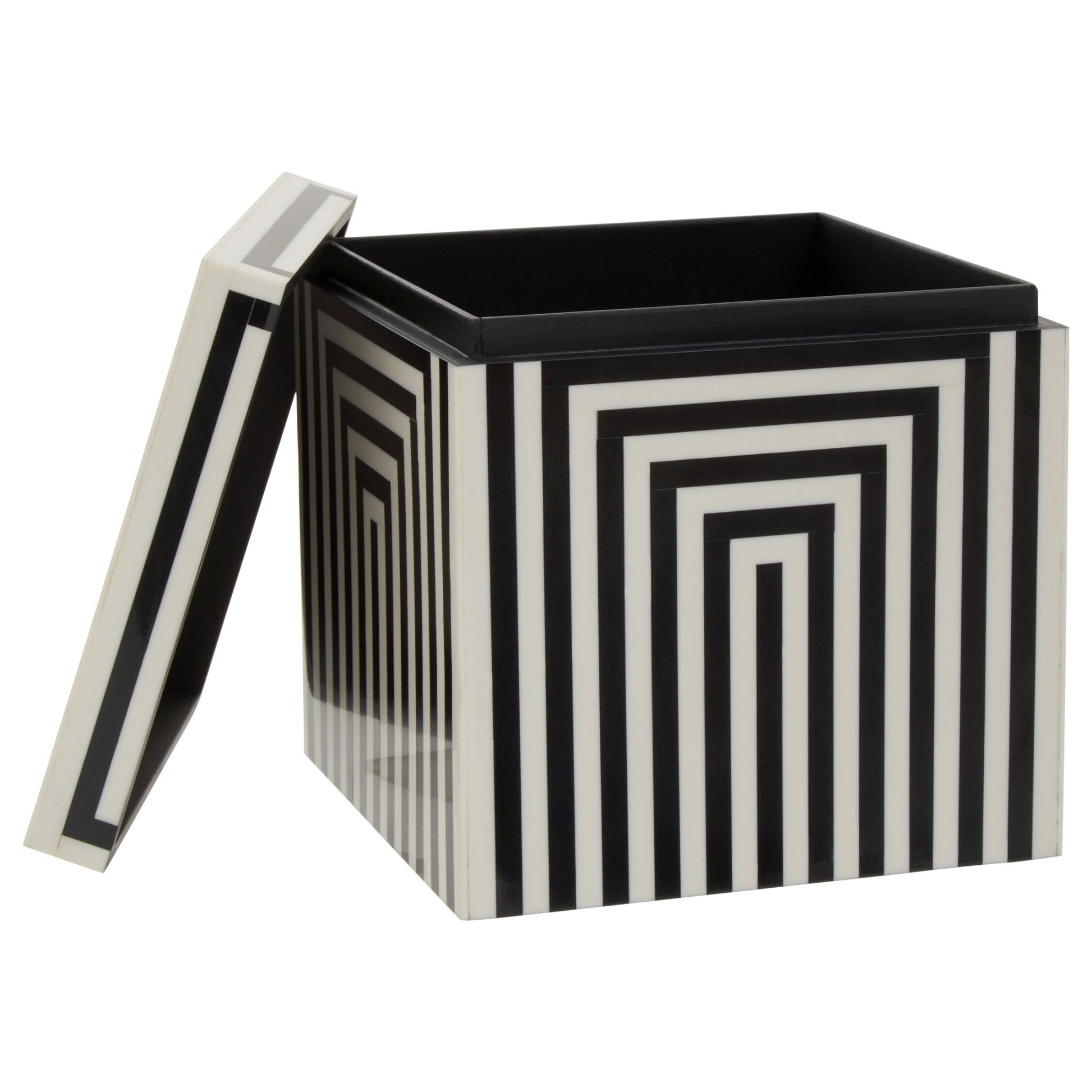 Donato Large Square Black and White Stripe Trinket Box | Luxury Home Accessories | Heulog Glow