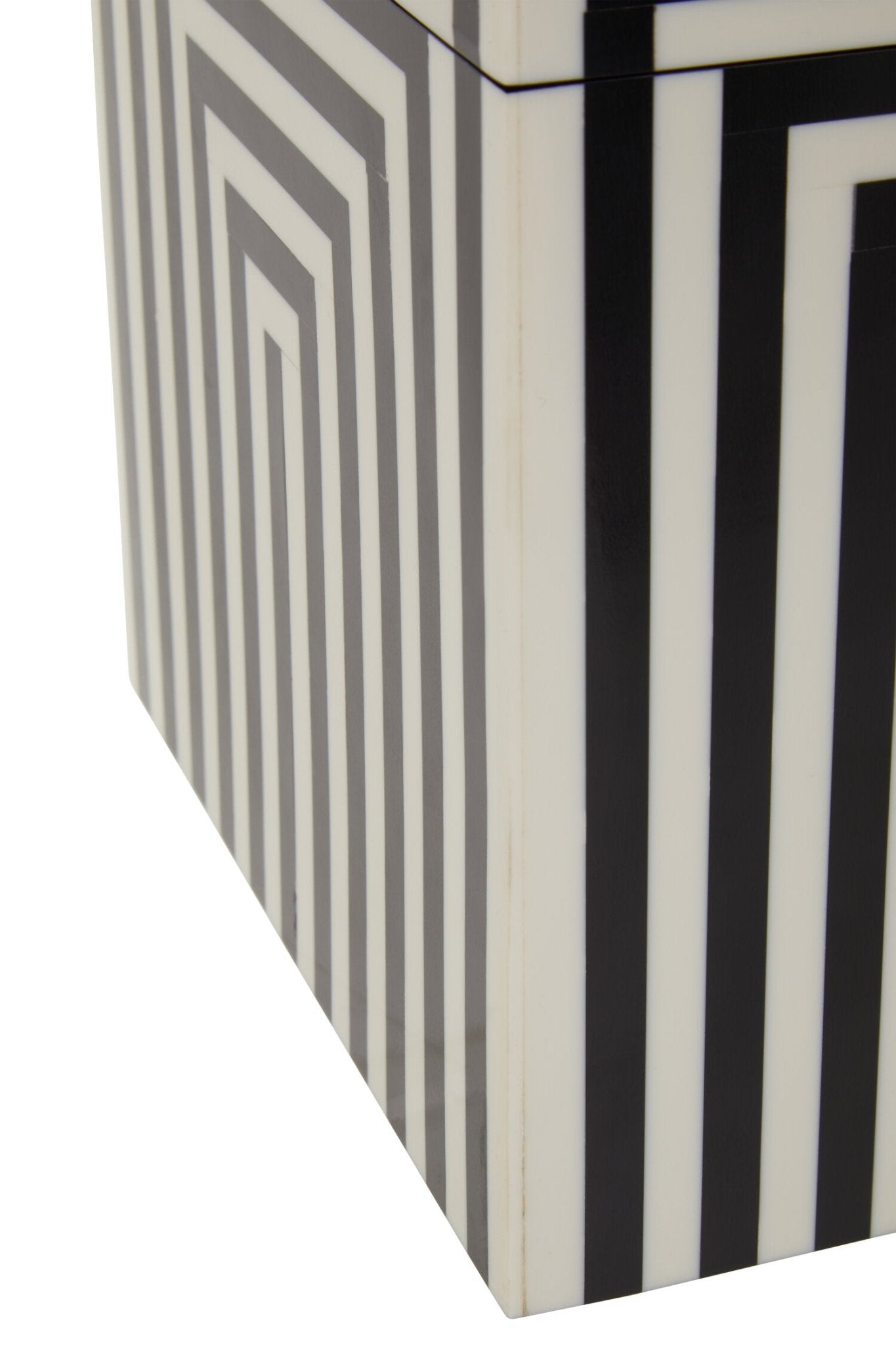 Donato Large Square Black and White Stripe Trinket Box | Luxury Home Accessories | Heulog Glow