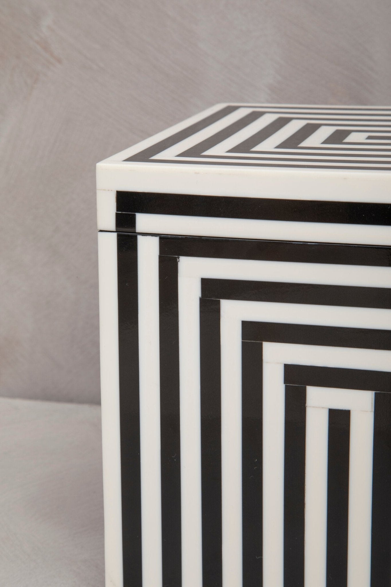 Donato Large Square Black and White Stripe Trinket Box | Luxury Home Accessories | Heulog Glow