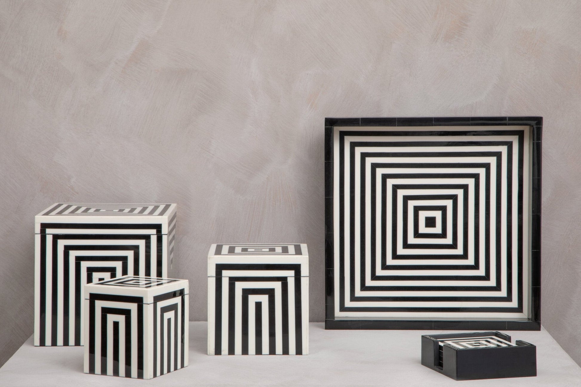 Donato Large Square Black and White Stripe Trinket Box | Luxury Home Accessories | Heulog Glow
