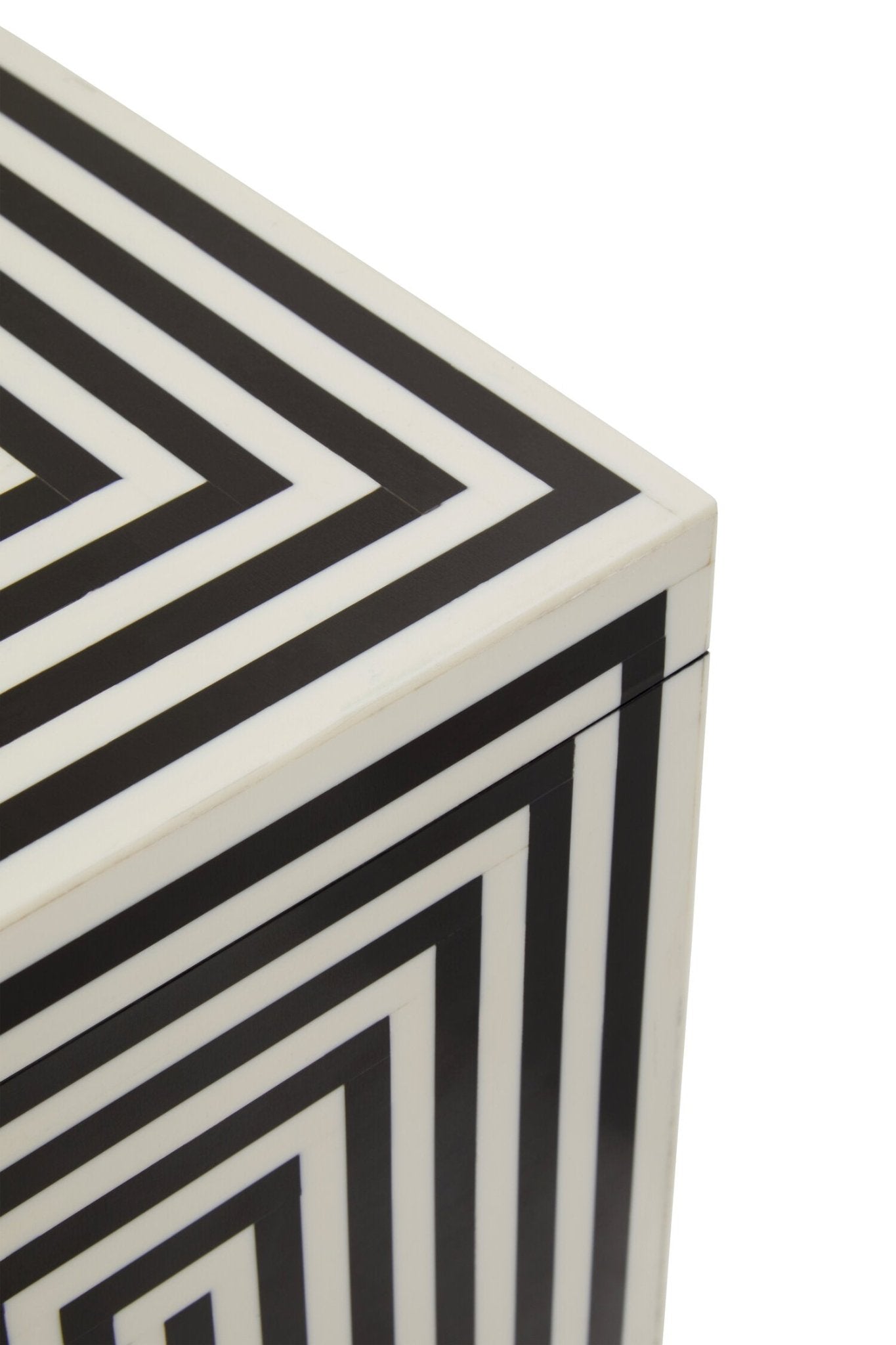 Donato Large Square Black and White Stripe Trinket Box | Luxury Home Accessories | Heulog Glow