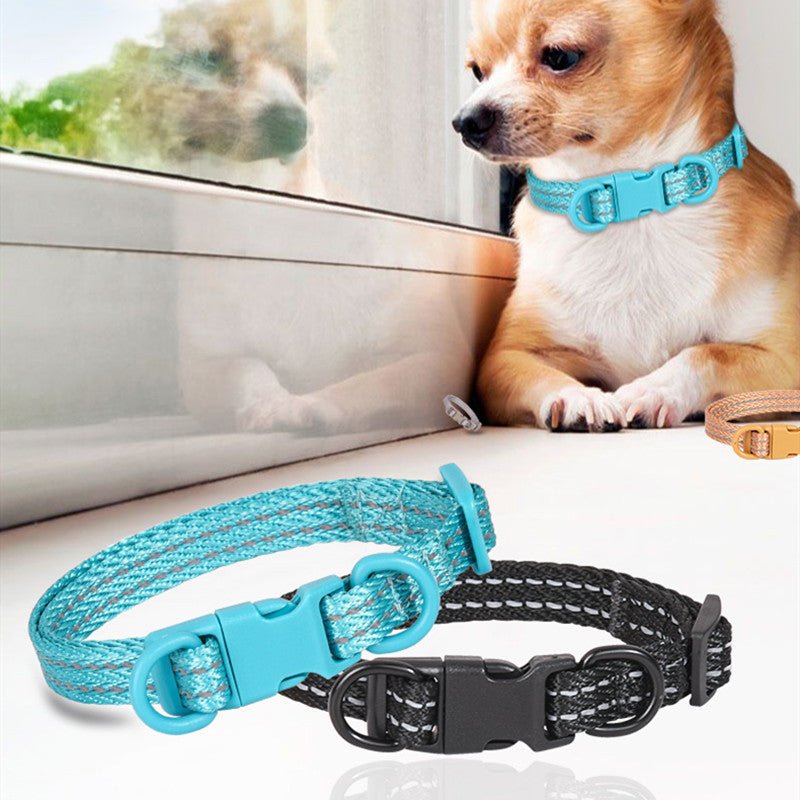 Double D Ring Release Buckle Webbing Dog Collar Reflective | Luxury Home Accessories | Heulog Glow
