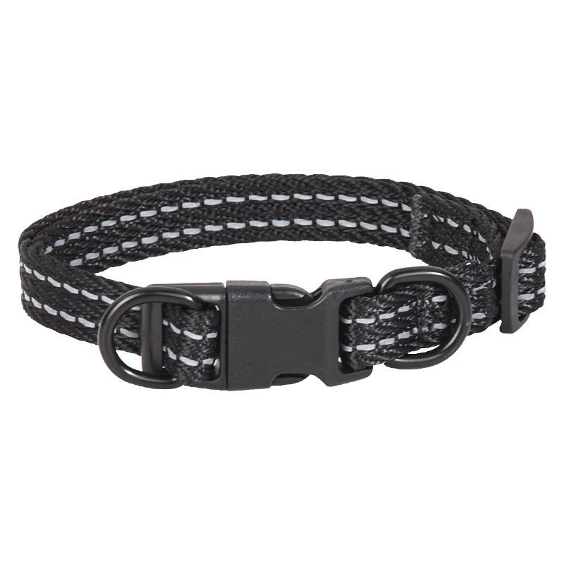 Double D Ring Release Buckle Webbing Dog Collar Reflective | Luxury Home Accessories | Heulog Glow