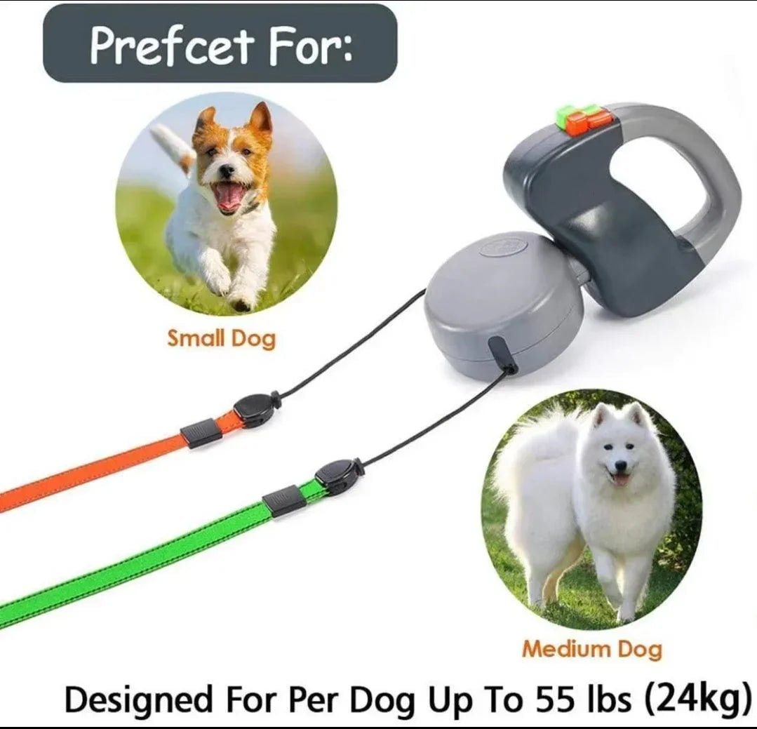 Double Dog Anti Twist Extendable Lead - No More Tangle! | Luxury Home Accessories | Heulog Glow