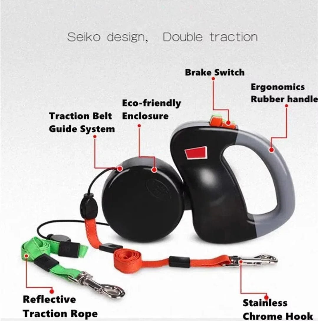 Double Dog Anti Twist Extendable Lead - No More Tangle! | Luxury Home Accessories | Heulog Glow